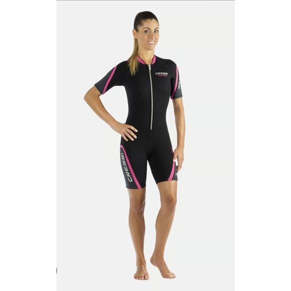 NEW! CRESSI Women's Wetsuit PLAYA 2.5 MM Shorty Size S Black Pink - Picture 1 of 5